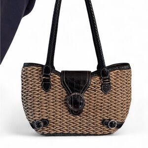 Brighton Black and Tan Woven Shoulder Bag